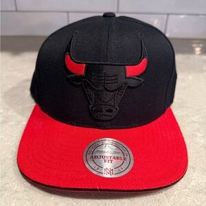 Mitchell & Ness Black and Red Chicago Bulls Snapback Hat